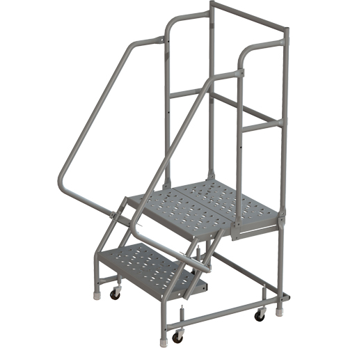 Deep Top Step Rolling Ladder, 2 Steps, 16" Step Width, 20" Platform Height, Steel Par Equipment