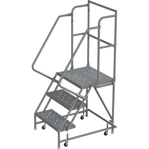 Escabeaux roulants &agrave; dessus profond, 3 marches, Largeur de la marche 24", Hauteur de la plateforme 30", Acier Par Equipment
