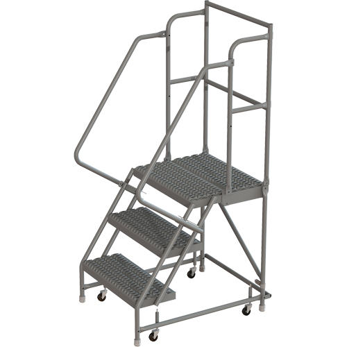 Deep Top Step Rolling Ladder, 3 Steps, 24" Step Width, 30" Platform Height, Steel Par Equipment