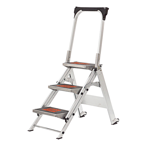 Safety Stepladder with Bar & Tray, 2.2', Aluminum, 300 lbs. Capacity, Type 1A Par Equipment