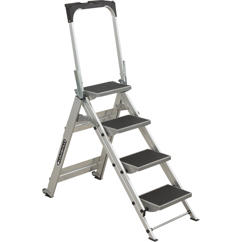 Tilt & Roll Step Stool Ladder, 4 Steps, 44.25" x 22.13" x 59" High Par Equipment