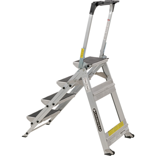 Tilt & Roll Step Stool Ladder, 4 Steps, 44.25" x 22.13" x 59" High Par Equipment