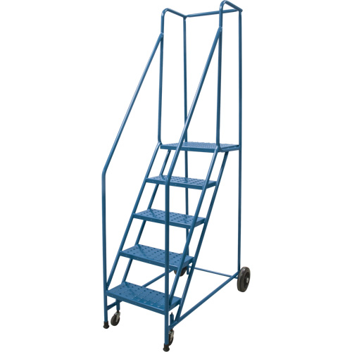 Rolling Step Ladder, 5 Steps, 18" Step Width, 46" Platform Height, Steel Par Equipment