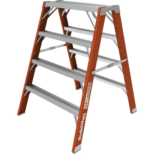 Escabeau chevalet &eacute;tabli Buildman, 4' ha x 36,25" la x 40,5" pr, Capacit&eacute; de 300 lb, Fibre de verre Par Equipment