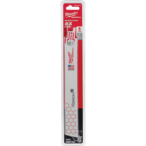 Lame The Torch Sawzall, Bim&eacute;tal, 10 Dents par pouce, 9" lo x 1" la Par Equipment