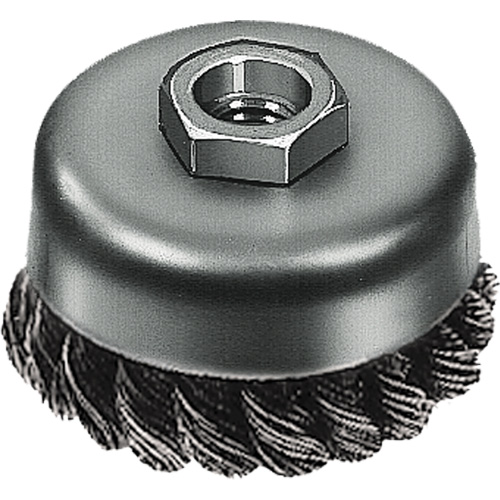 Knot Wire Cup Brush, 3" Dia. x 5/8"-11 Arbor Par Equipment