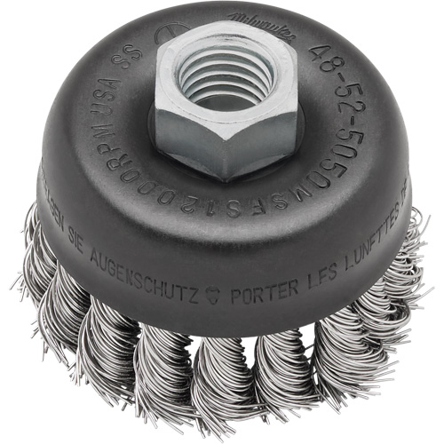 Knot Wire Cup Brush, 3" Dia. x 5/8"-11 Arbor Par Equipment