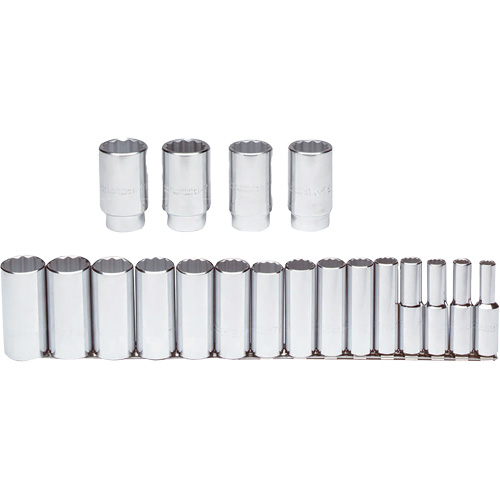 Jeu de douilles, 19 Mcx, Prise de 1/2", Profond Par Equipment