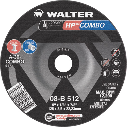 Meule combin&eacute;e HP Combo &agrave; moyeu d&eacute;port&eacute;, 5" x 1/8", Arbre de 7/8", Type 27 Par Equipment