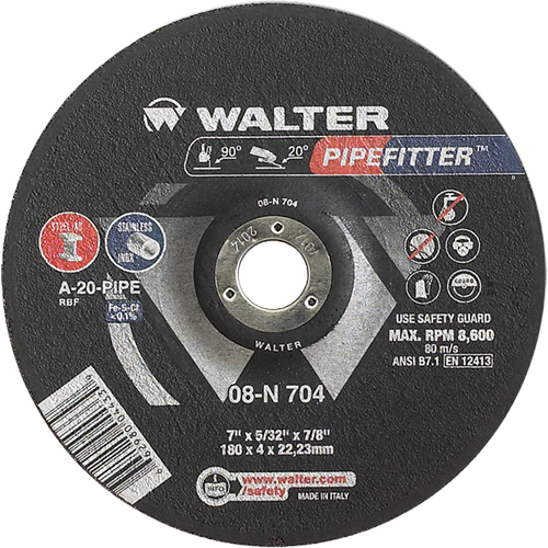 Meule PIPEFITTER, 7" x 5/32", Arbre 7/8", Type 27 Par Equipment