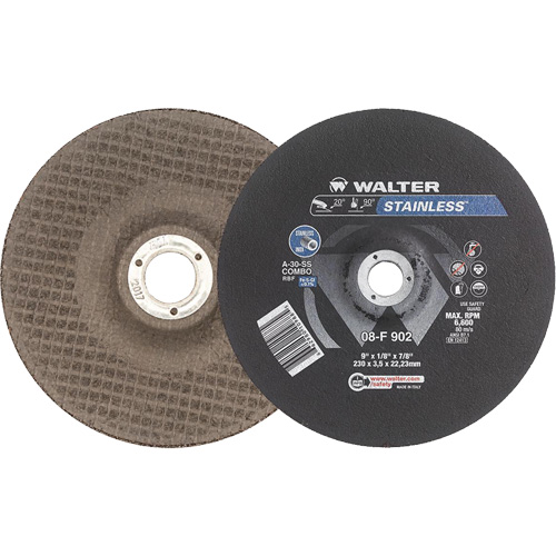 Stainless Steel Depressed Centre Grinding Wheels, 9" x 1/8", 7/8" Arbor, Type 27 Par Equipment
