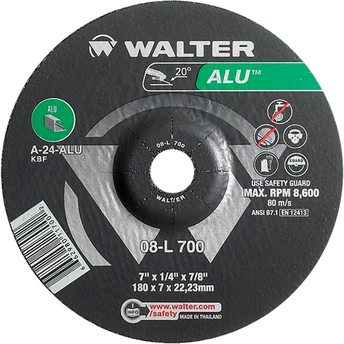 Aluminium Depressed Centre Grinding Wheels, 7" x 1/4", 7/8" Arbor, Type 27 Par Equipment