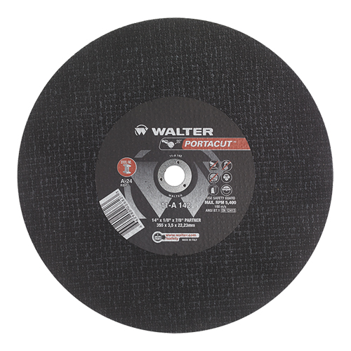 Portacut High Speed Cut-Off Wheel, 14" x 1/8", 7/8" Arbor, Type 1, Aluminum Oxide, 5400 RPM Par Equipment