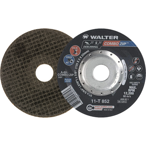 Meules &agrave; tronçonner renforc&eacute;es pour meuleuse &agrave; angle droit - Combo Zip, 5" x 5/64", Arbre de 7/8", Type 27 Par Equipment