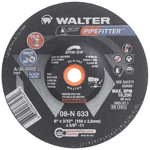Meule PIPEFITTER, 6" x 3/32", Oxyde d'aluminium, Type 27 Par Equipment