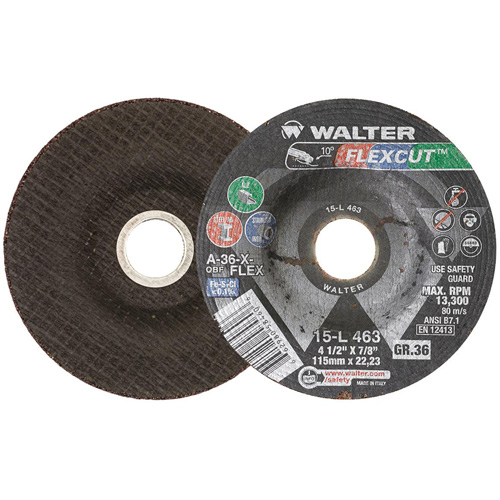 FLEXCUT Grinding Wheel, 4-1/2", 36 Grit, Aluminum Oxide, 7/8", 13300 RPM, Type 29 Par Equipment