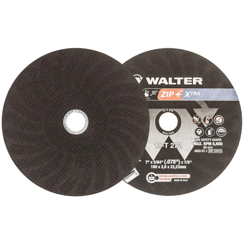Zip+Xtra Heavy-Duty Cut-Off Wheel, 7" x 5/64", 7/8" Arbor, Type 1, Aluminum Oxide, 8600 RPM Par Equipment
