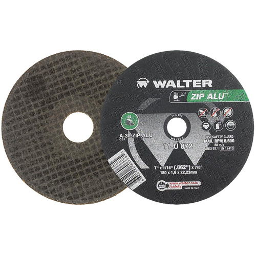 Meule &agrave; tronçonner Zip Alu, 7" x 3/64", Arbre de 7/8", Type 1, Oxyde d'aluminium, 8600 Tr/min Par Equipment