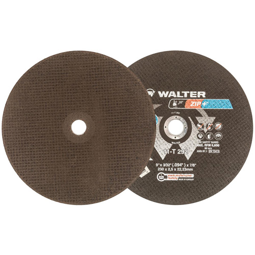 Meule &agrave; tronçonner pour usage intensif Zip+Xtra, 9" x 3/32", Arbre de 7/8", Type 1, Oxyde d'aluminium, 6600 Tr/min Par Equipment