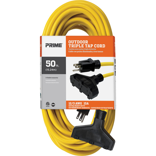 Cordon rallonge en vinyle, Ext&eacute;rieur, SJTW, AWG 12/3, 15 A, 3 prise(s), 50' Par Equipment