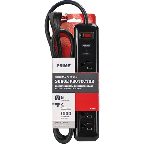 Surge Protector, 6 Outlets, 1000 J, 1875, 4' Cord Par Equipment