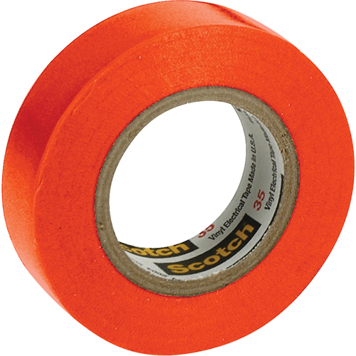 Scotch&reg; 35 Colour Coded Tape, 12.7 mm (1/2") x 20.1 m (66'), Orange, 7 mils Par Equipment