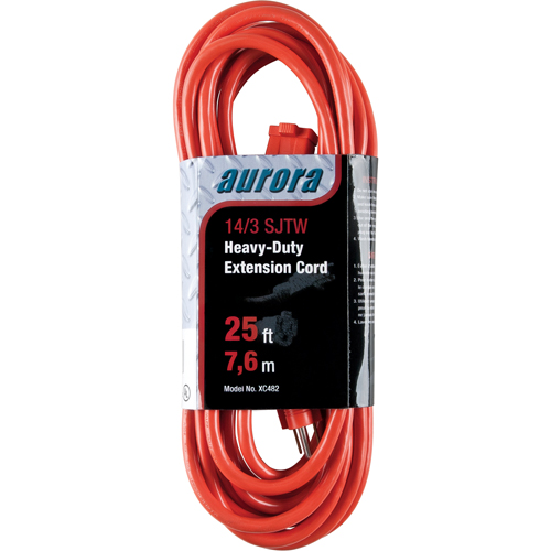 Vinyl Extension Cord, Outdoor, SJTW, 14/3 AWG, 15 A, 25' Par Equipment