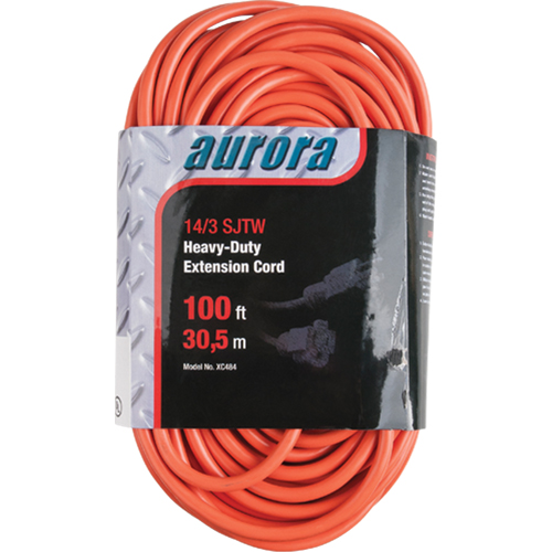 Vinyl Extension Cord, Outdoor, SJTW, 14/3 AWG, 13 A, 100' Par Equipment