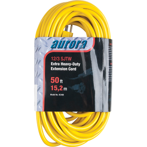 Vinyl Extension Cord, Outdoor, SJTW, 12/3 AWG, 15 A, 50' Par Equipment