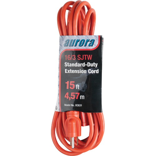 Extension Cord, Indoor/Outdoor, SJTW, 16/3 AWG, 13 A, 15' Par Equipment