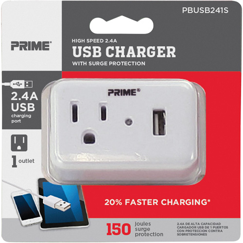 Chargeur USB Prime avec protection contre la surtension Par Equipment