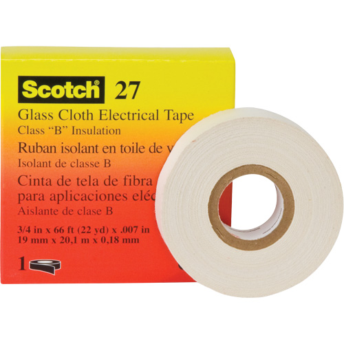 Scotch&reg; 27 Glass Cloth Electrical Tape, 12 mm (1/2") W x 20 m (66') L Par Equipment