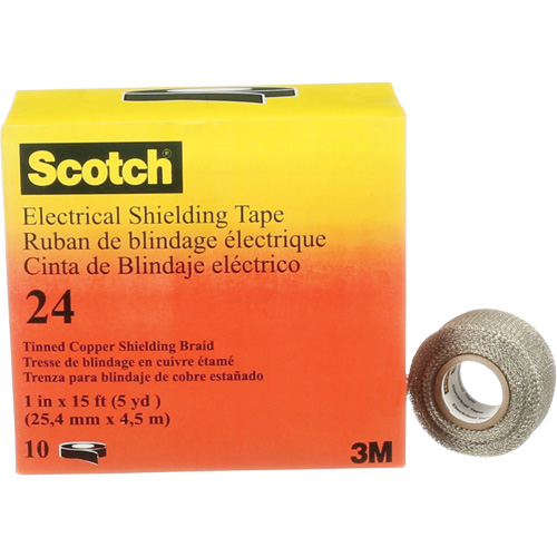 Scotch&reg; Electrical Shielding Tape, 25.4 mm (1") x 4.6 m (15'), Black, 16 mils Par Equipment