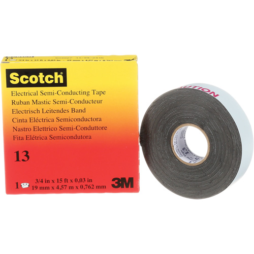 Scotch&reg; Electrical Semi-Conducting Tape, 19 mm (3/4") x 4.6 m (15'), Black, 30 mils Par Equipment