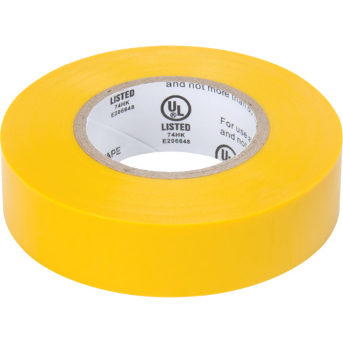 Ruban isolant, 19 mm (3/4") x 18 m (60'), Jaune, 7 mils Par Equipment