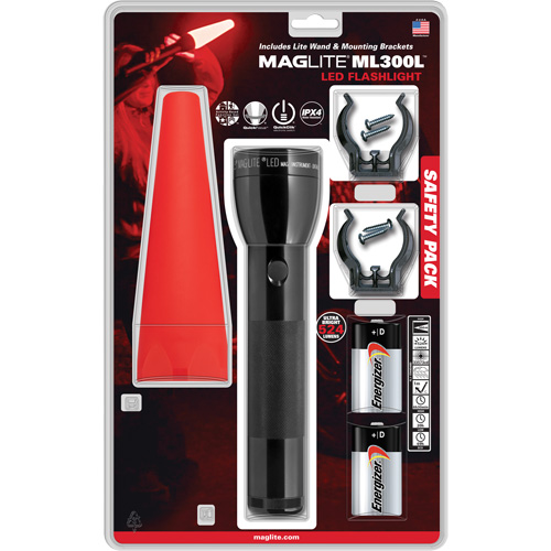 Ensemble de lampes de poche de s&eacute;curit&eacute;, DEL, 487 lumens, Piles D Par Equipment