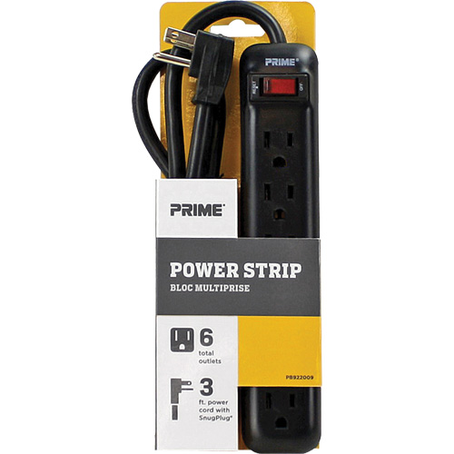 Power Strip, 6 Outlet(s), 3', 15 A, 1875 W, 125 V Par Equipment