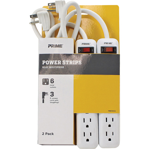 Power Strip 2-Pack, 6 Outlet(s), 3', 15 A, 1875 W, 125 V Par Equipment