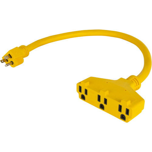 Adaptateur de rallonge d'alimentation, Ext&eacute;rieur, STOW, AWG 12/3, 15 A, 3 prise(s), 2' Par Equipment