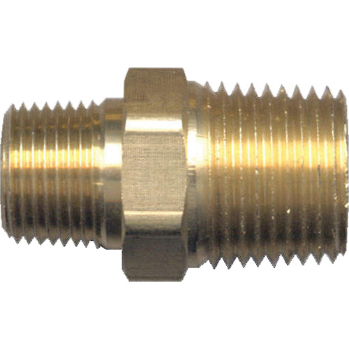 Reducing Hex Nipple, Brass, 1/2" x 3/8", NPT x NPT Par Equipment