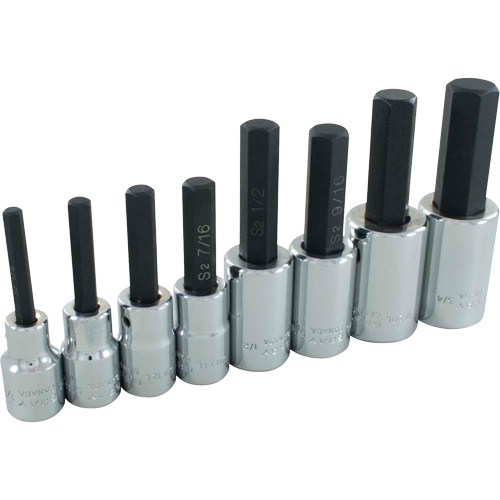 Hex Head SAE Socket Set, Hex, 1/2" Drive, 8 Pcs Par Equipment