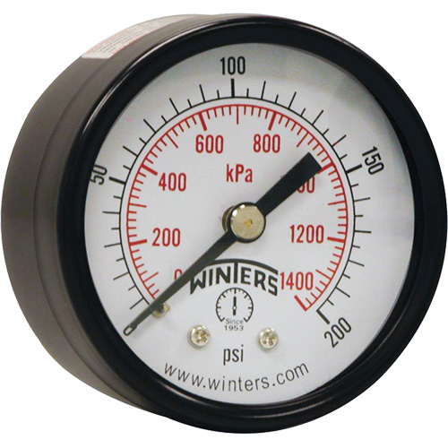 Economy Pressure Gauge, 2" , 0 - 200 psi, Back Mount, Analogue Par Equipment