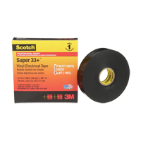 Scotch&reg; Super 33+ Vinyl Electrical Tape, 19 mm (3/4") x 33 m (108'), Black, 7 mils Par Equipment
