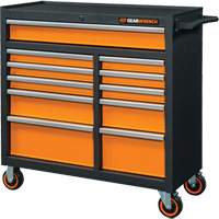 Armoire roulante pour outils s&eacute;rie GSX, 11 tiroirs, 41" la x 18-1/5" p x 41-1/2" h, Noir/Orange Par Equipment