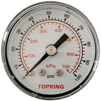 Pressure Gauge, 1-1/2" , 0 - 100 psi, Back Mount, Analogue BT905 | Par Equipment