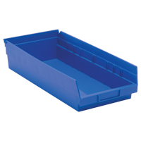 Shelf Bins, 8-3/8" W x 4" H x 17-7/8" D, Blue, 40 lbs. Capacity Par Equipment