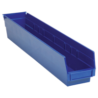 Bacs de rangement pour tablettes, 4-1/8" la x 4" H x 23-5/8" p, Bleu, Capacit&eacute; 50 lb Par Equipment