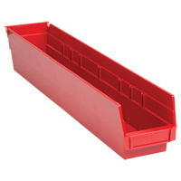 Bacs de rangement pour tablettes, 4-1/8" la x 4" H x 23-5/8" p, Rouge, Capacit&eacute; 50 lb Par Equipment