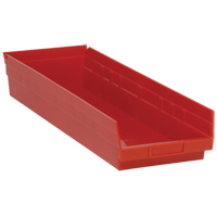 Bacs de rangement pour tablettes, 8-3/8" la x 4" H x 23-5/8" p, Rouge, Capacit&eacute; 50 lb Par Equipment
