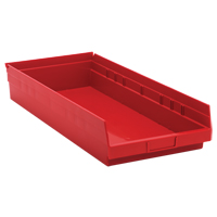 Bacs de rangement pour tablettes, 11-1/8" la x 4" H x 23-5/8" p, Rouge, Capacit&eacute; 50 lb Par Equipment